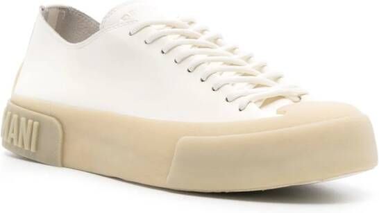 Emporio Armani Leren sneakers met logozool Wit