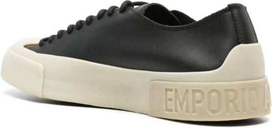Emporio Armani Leren sneakers met logozool Zwart