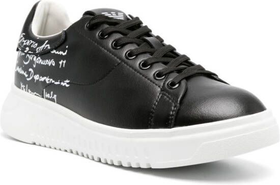 Emporio Armani Leren sneakers Zwart