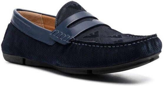 Emporio Armani Loafers met logo-reliëf Blauw