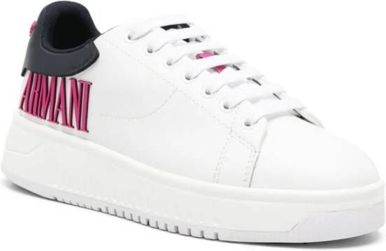 Emporio Armani Leren sneakers met logoplakkaat Wit