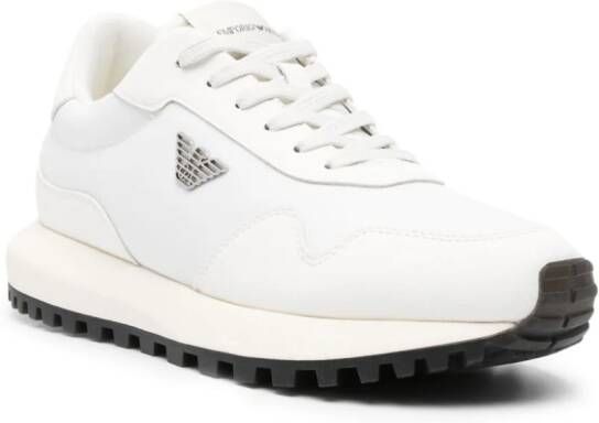 Emporio Armani Leren sneakers met logoplakkaat Wit