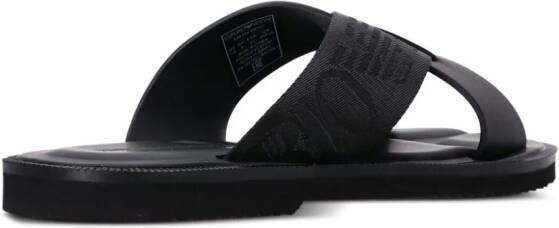 Emporio Armani Leren sandalen met logoband Zwart