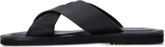 Emporio Armani Leren sandalen met logoband Zwart