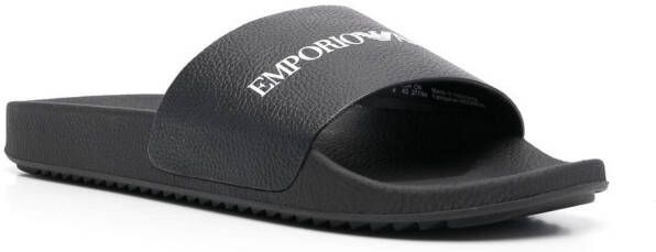 Emporio Armani Slippers met logo-reliëf Zwart