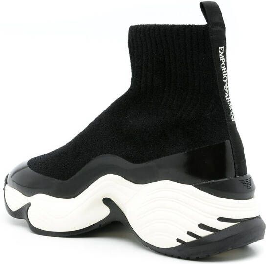 Emporio Armani Sneakers met chunky zool Zwart