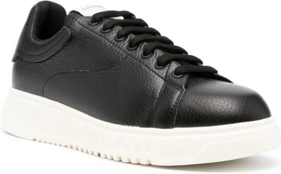 Emporio Armani Leren sneakers Zwart