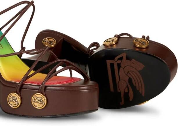 ETRO Sandalen met bandjes en plateauzool Bruin