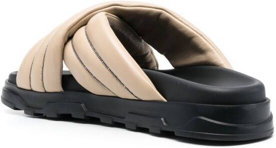 Fabiana Filippi Slippers verfraaid met kralen Beige