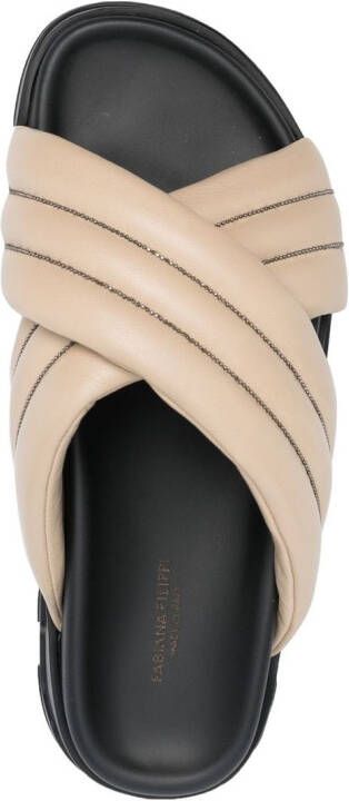 Fabiana Filippi Slippers verfraaid met kralen Beige