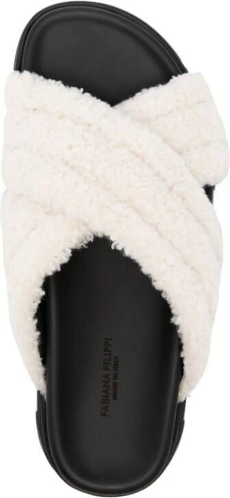 Fabiana Filippi Slippers met imitatie lamswol Wit