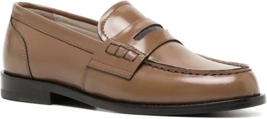 Fabiana Filippi Leren loafers Bruin