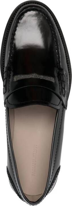 Fabiana Filippi Leren loafers Zwart