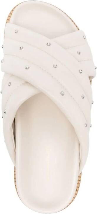 Fabiana Filippi Leren slippers met studs Wit