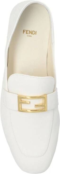 FENDI Baguette leren loafers met logoplakkaat Wit