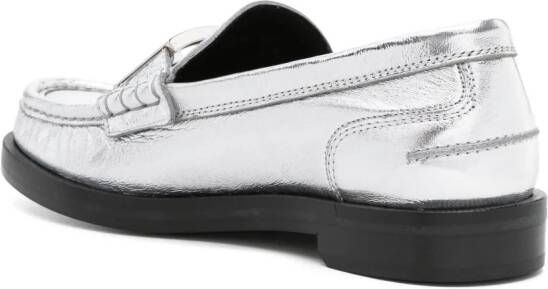 FENDI Baguette metallic leren loafers Zilver