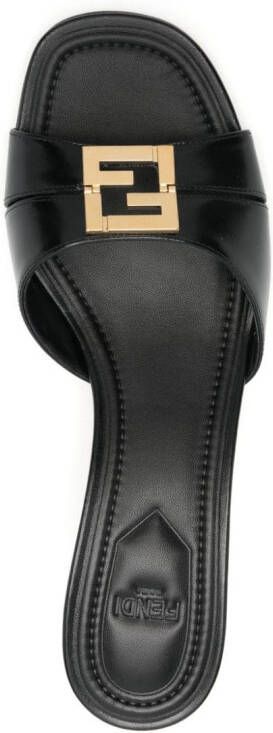 FENDI Ffold 55mm leather mules Zwart