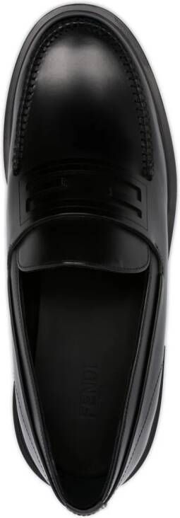 FENDI Frame leren loafers Zwart