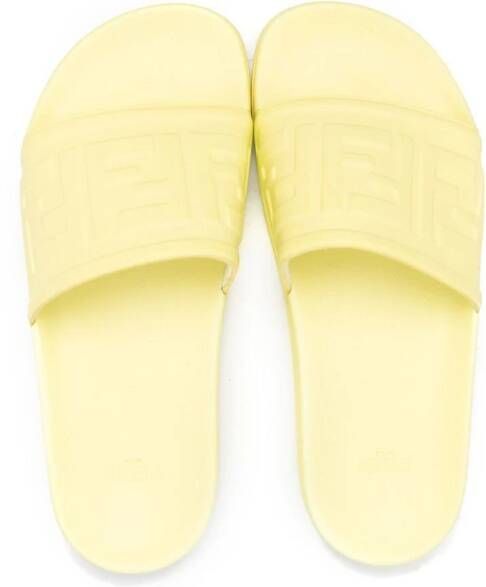 Fendi Kids Badslippers met FF reliëf Geel