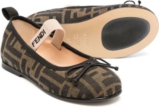 Fendi Kids Ballerina's met FF-patroon Bruin