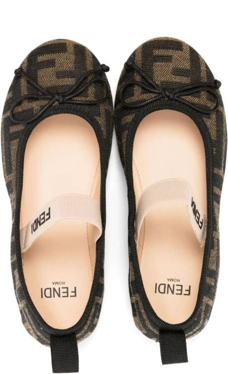 Fendi Kids Ballerina's met FF-patroon Bruin