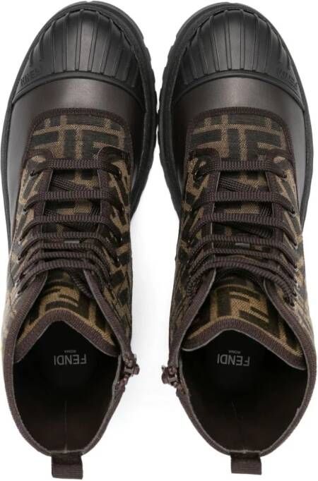 Fendi Kids Enkellaarzen met monogram Bruin