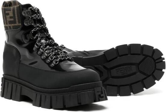 Fendi Kids Laarzen met logoprint Zwart