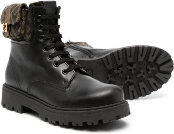 Fendi Kids Leren laarzen Zwart