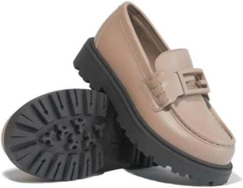 Fendi Kids Leren loafers Beige