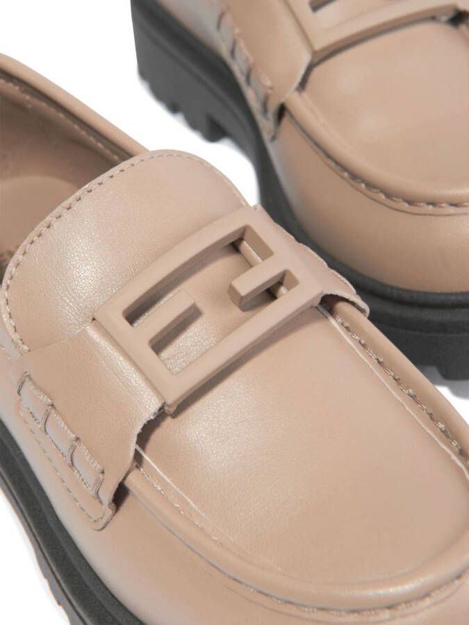 Fendi Kids Leren loafers Beige