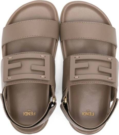 Fendi Kids Leren sneakers Bruin