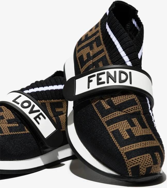 Fendi Kids Rockoko sneakers met FF patroon Zwart