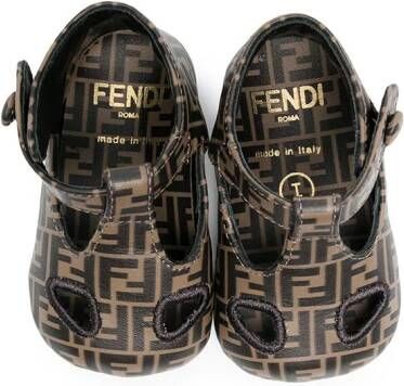 Fendi Kids Sandalen met FF patroon Bruin