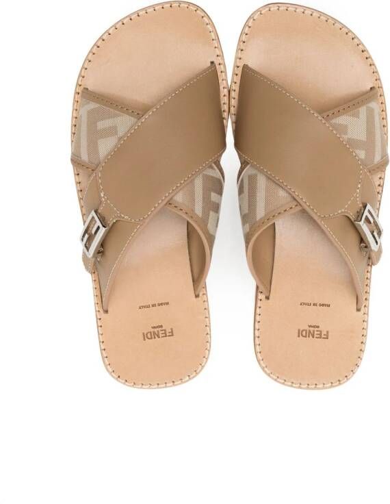 Fendi Kids Sandalen met gekruiste bandjes Bruin