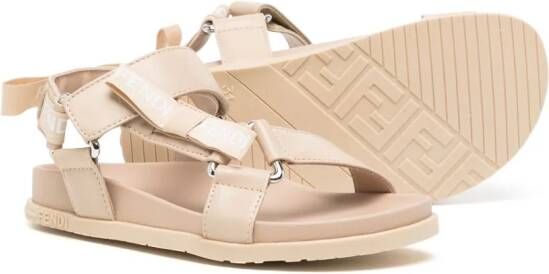 Fendi Kids Sandalen met klittenband Beige