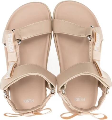 Fendi Kids Sandalen met klittenband Beige