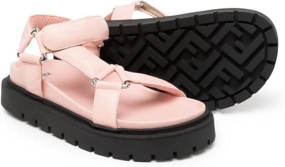 Fendi Kids Sandalen met klittenband Roze