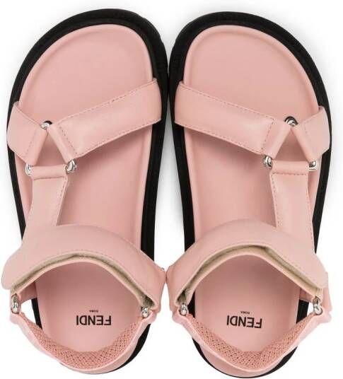 Fendi Kids Sandalen met klittenband Roze