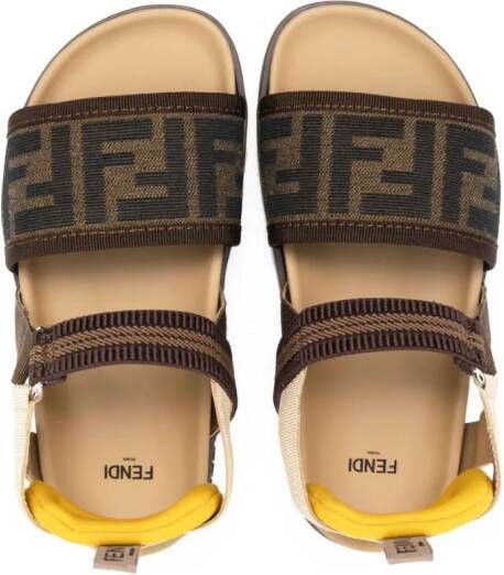 Fendi Kids Sandalen met logoprint Bruin