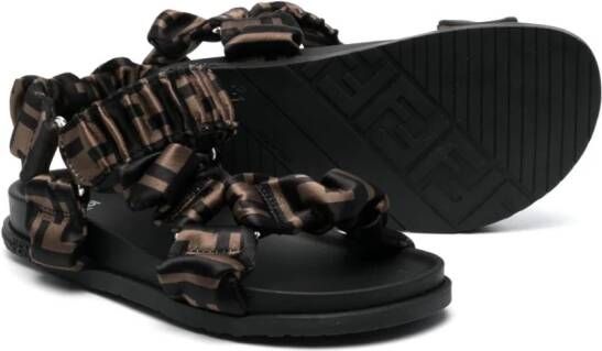 Fendi Kids Sandalen met logoprint Zwart