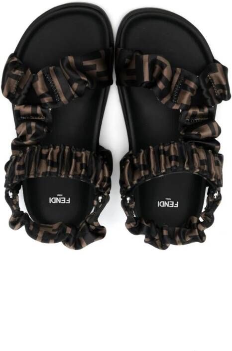 Fendi Kids Sandalen met logoprint Zwart