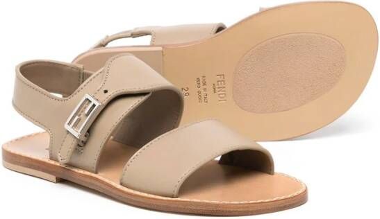 Fendi Kids Sandalen met open neus Bruin