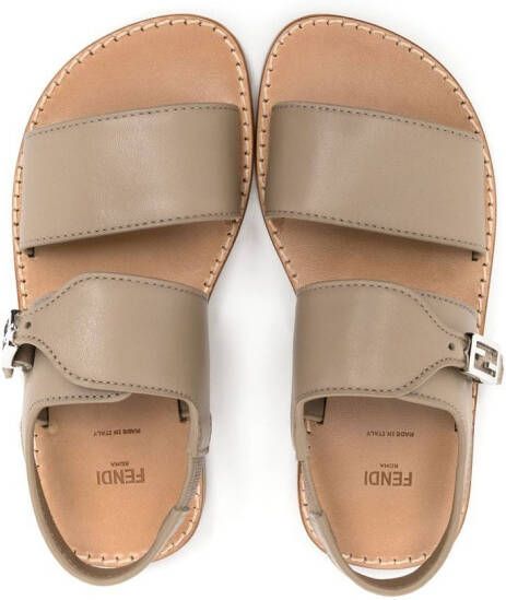 Fendi Kids Sandalen met open neus Bruin