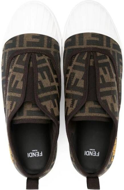 Fendi Kids Slip-on schoenen met monogramprint Bruin