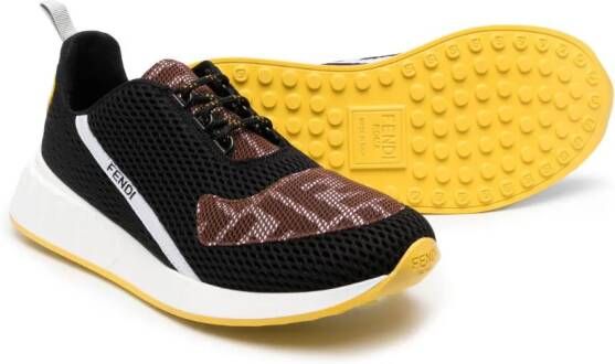 Fendi Kids Sneakers met bloemenprint Zwart
