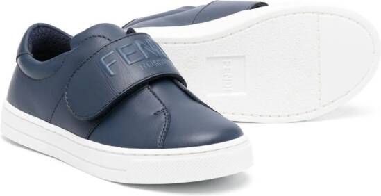 Fendi Kids Sneakers met klittenband Blauw