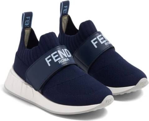 Fendi Kids Sneakers met logo Blauw