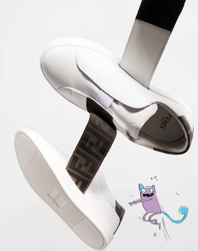 Fendi Kids Sneakers met logoprint Wit