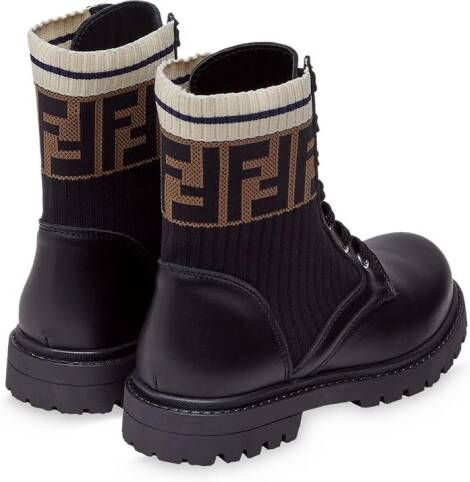 Fendi Kids Veterlaarzen met FF patroon Zwart