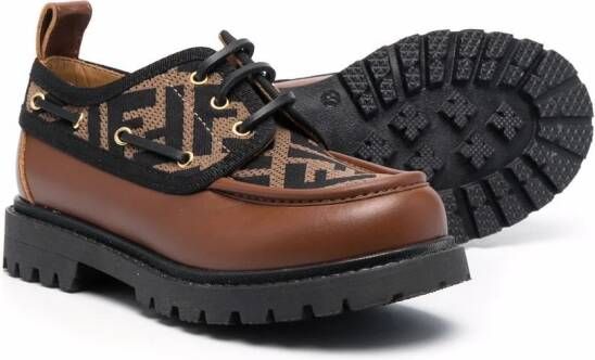 Fendi Kids Veterschoenen met FF logo Bruin